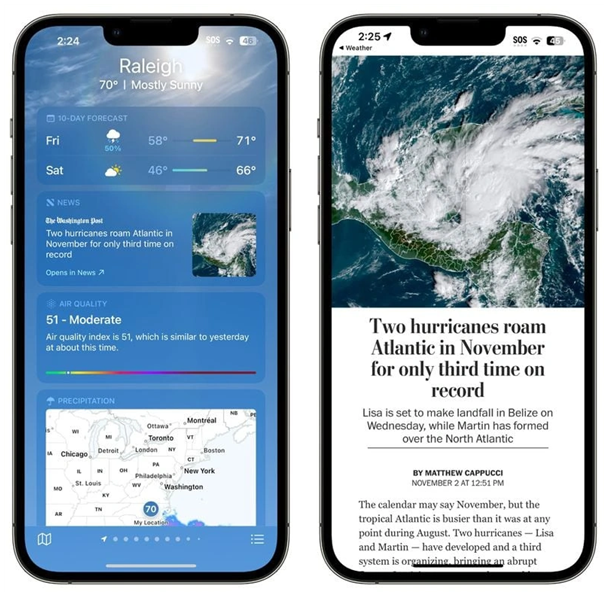 金坛苹果14维修分享iPhone 14手机如何看天气时顺带看新闻 